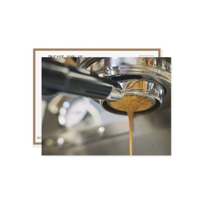 Pouring Espresso From Coffee Machine Invitation Postinvitations