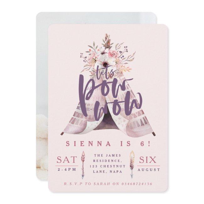 Pow Wow Teepee Birthday Party Photo Invite