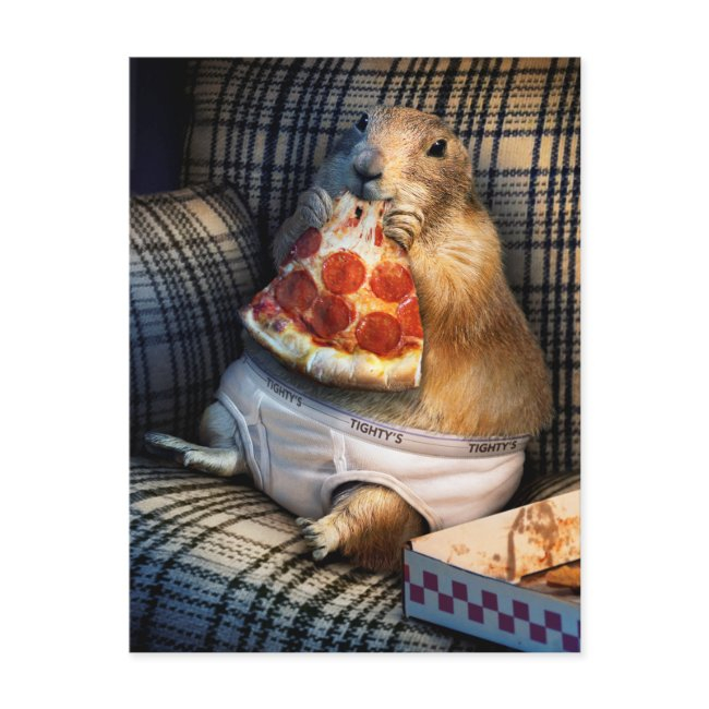 Prairie Dog Eating Pizza Invitation Postinvitations