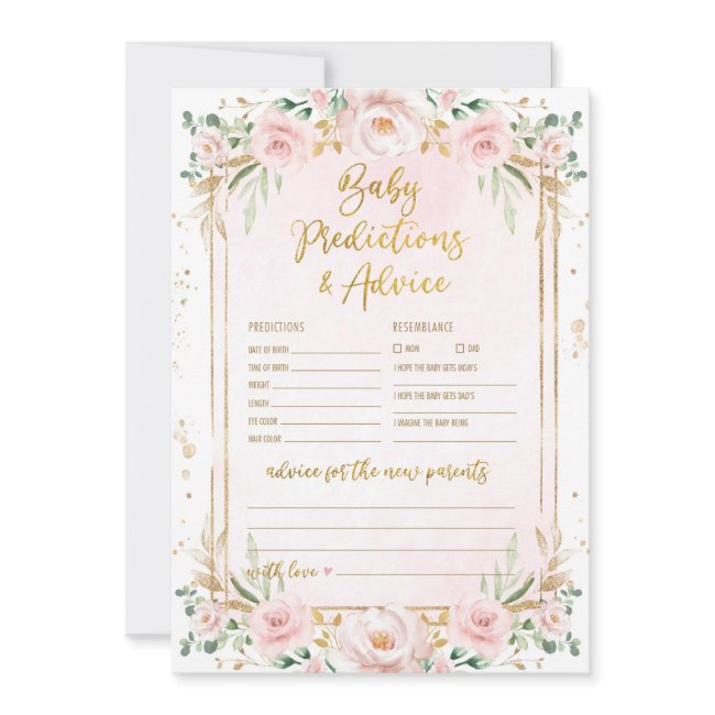 Predictions & Advice Floral Baby Shower Game Invitations