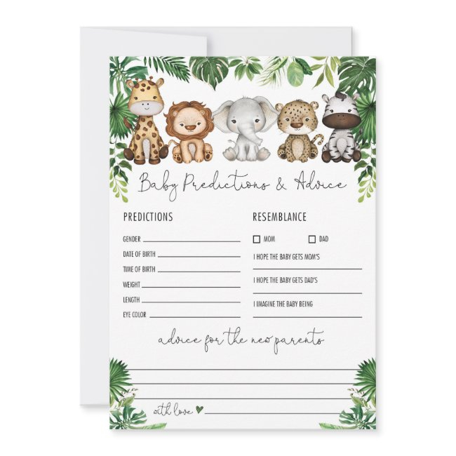 Predictions & Advice Jungle Baby Shower Game Invitations
