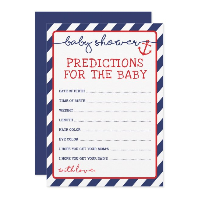 Predictions For Baby Boy Nautical Shower Game Invitation