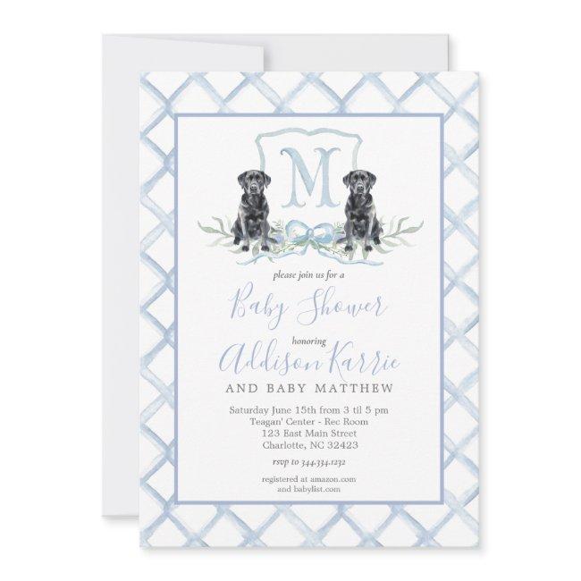 Preppy Puppy Dog Crest Baby Shower Invitation