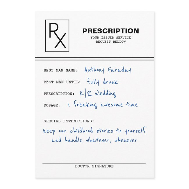 Prescription Funny Groomsmen Proposal Invitation