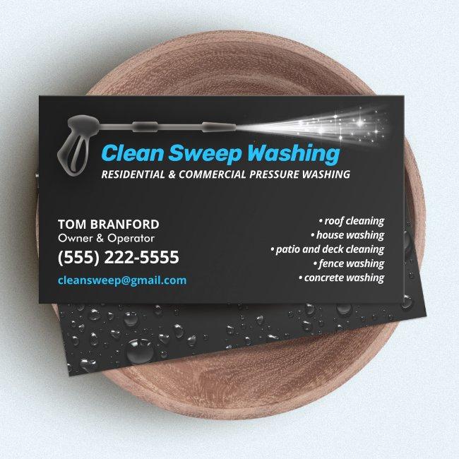 Pressure Washing Black Power Wash Cleaner Business Invitations