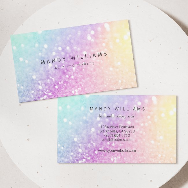 Pretty Holographic Glitter Girly Glamorous Business Invitations