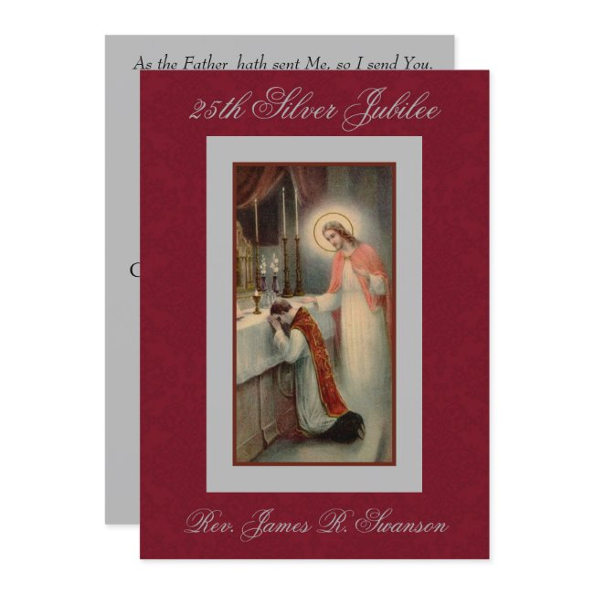 Priest With Jesus Silver Anniversary Invitation