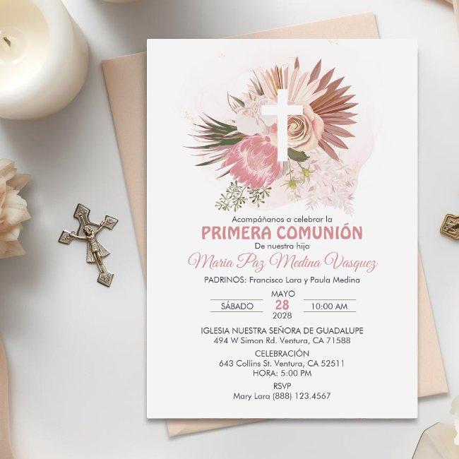 Primera Comunion Invitacion Boho First Communion Invitation