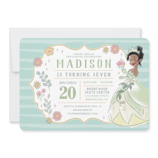Princess Tiana | Floral Watercolor Birthday Invitation