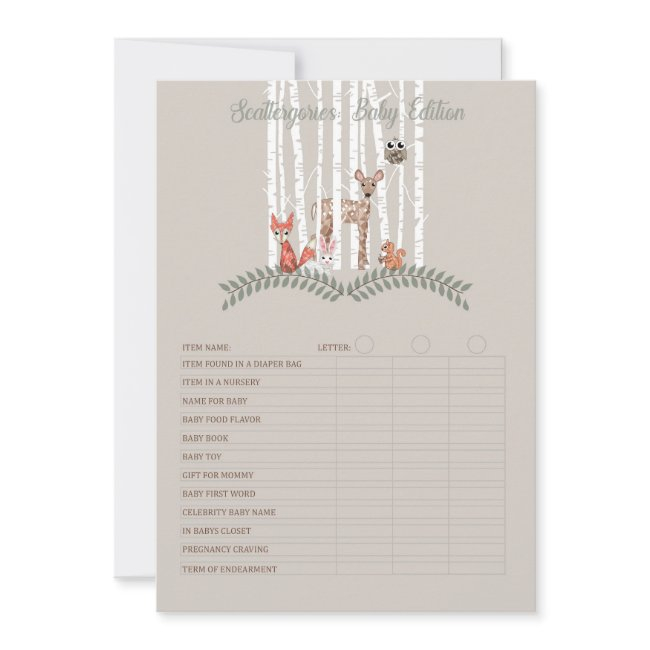 Printable Game! For Woodland Creatures Baby Shower Invitation