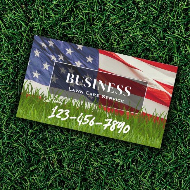 Professional Lawn & Landscaping Service Us Flag Business Invitations
