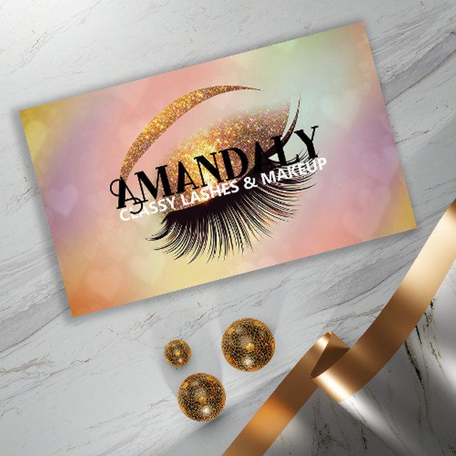 Professional Makeup Artist Eyelash Qr Logo Gold Business Invitations