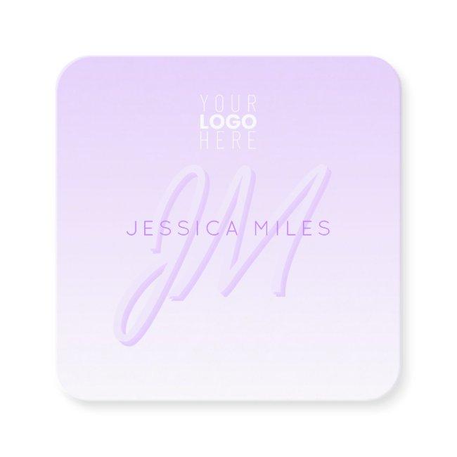 Professional Name & Slogan Template | Light Purple Square Business Invitations
