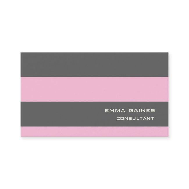 Professional Pink Grey Stripes Trendy Style Business Invitations