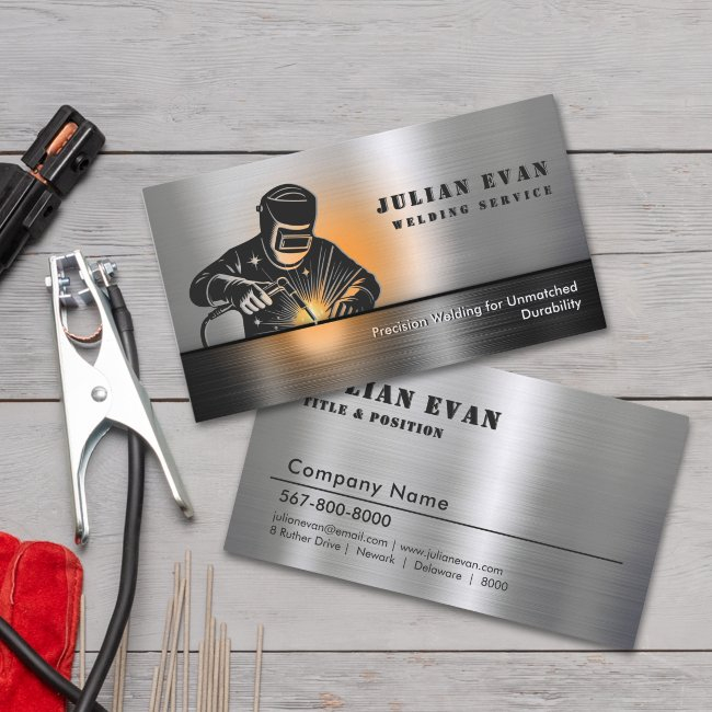 Professional Shiny Black Welding Metal Fabricator Business Invitations