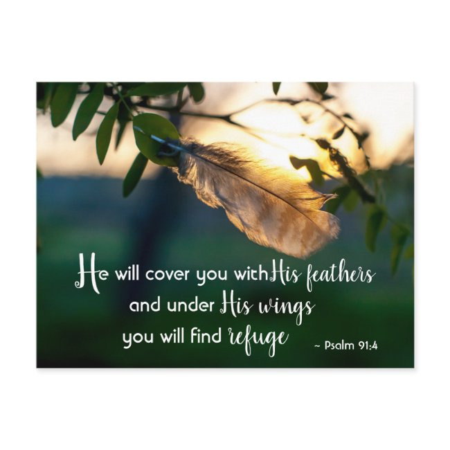 Psalm 91:4 He Will Cover You With His Feathers Postinvitations