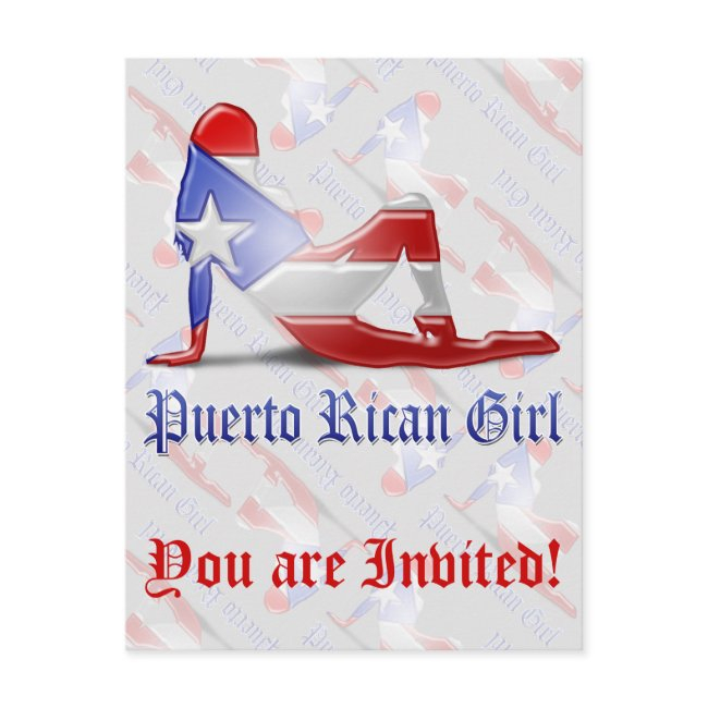 Puerto Rican Girl Silhouette Flag Invitation