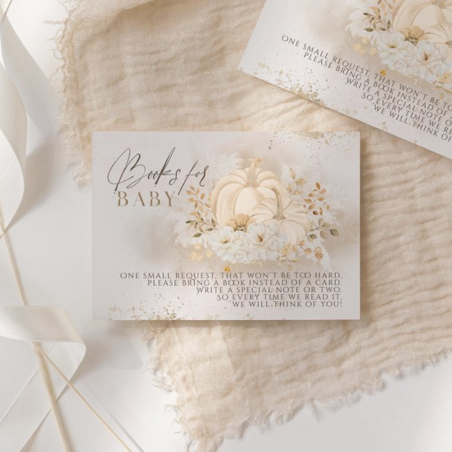 Pumpkin Fall Floral & Pampas Baby Shower Books Enclosure Invitations