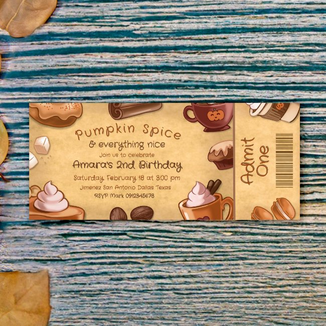 Pumpkin Spice And Everything Nice Ticket Invitation