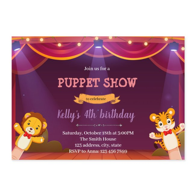 Puppet Show Birthday Invitation