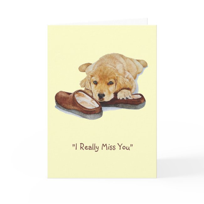 Puppy Golden Retriever Sad Dog Missing You Invitations