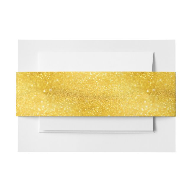 Pure Gold Sparkles Pattern + Your Text / Photo Invitation Belly Band
