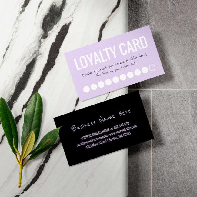 Purple Black White Ten Visits Loyalty Punch Invitations