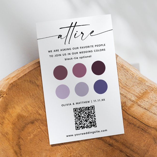Purple Lilac Wedding Attire Dress Code Palette Qr Enclosure Invitations