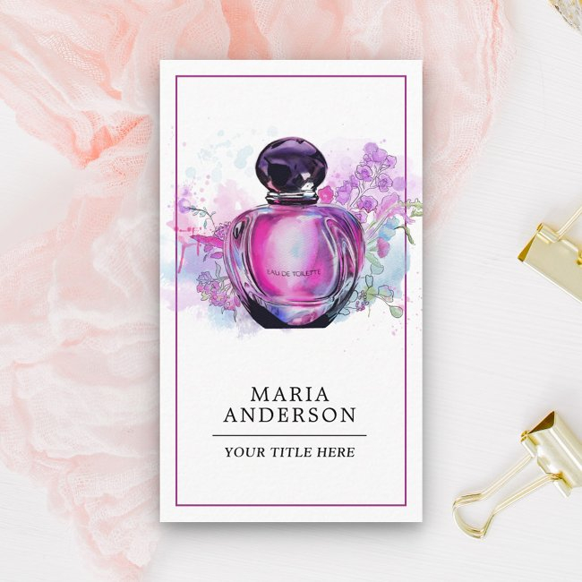 Purple Watercolor Perfume Bottle Business Invitations