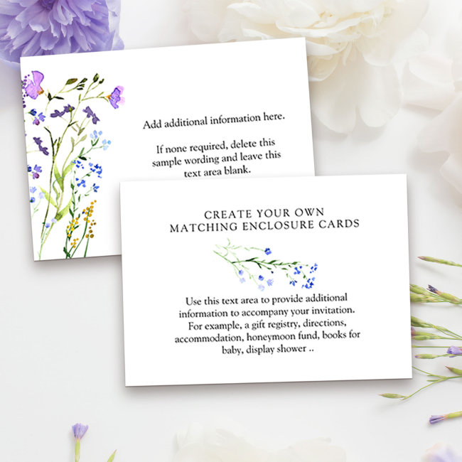 Purple Wildflower Create Your Own Blank Enclosure Invitations