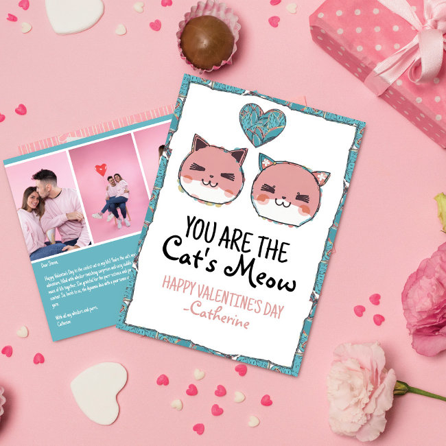 Purr-fect Love Cat's Meow Valentine's Day Holiday Invitations