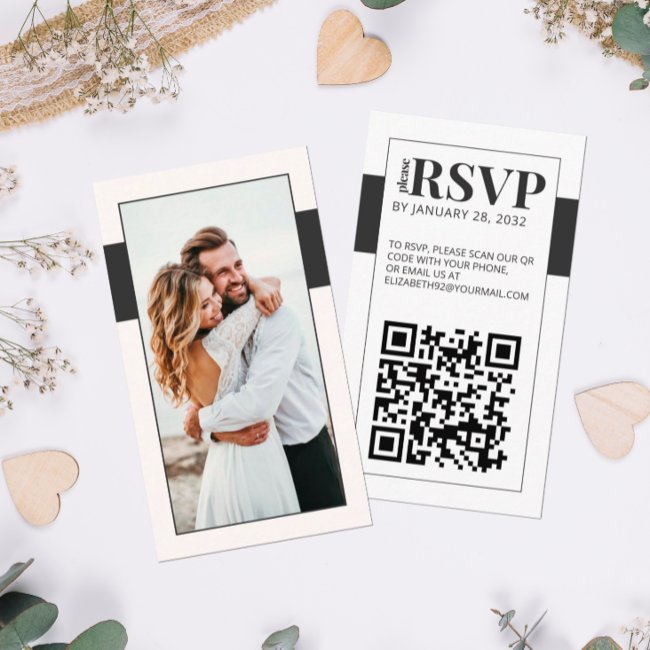 Qr Code Bold Minimal Photo Online Rsvp Enclosure