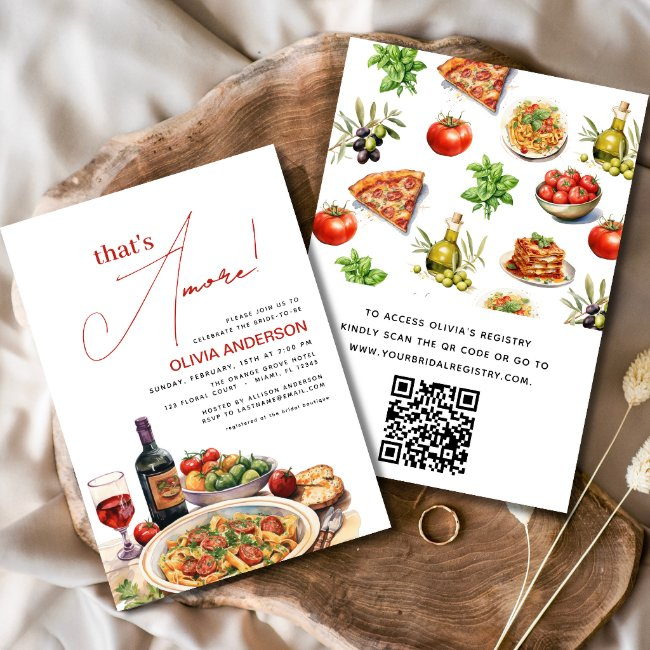 Qr Code Italian That's Amore! Bridal Shower Invitation