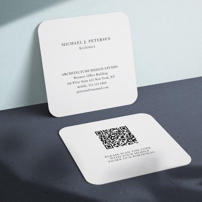 Qr Code Simple Minimalist Professional Template Square Business Invitations