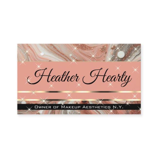 Qr Code Template Luxury Marbled Glitter Peach  Business Invitations
