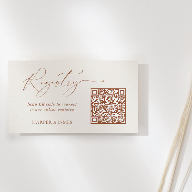 Qr Code Wedding Registry Neutral Minimalist Boho Enclosure Invitations