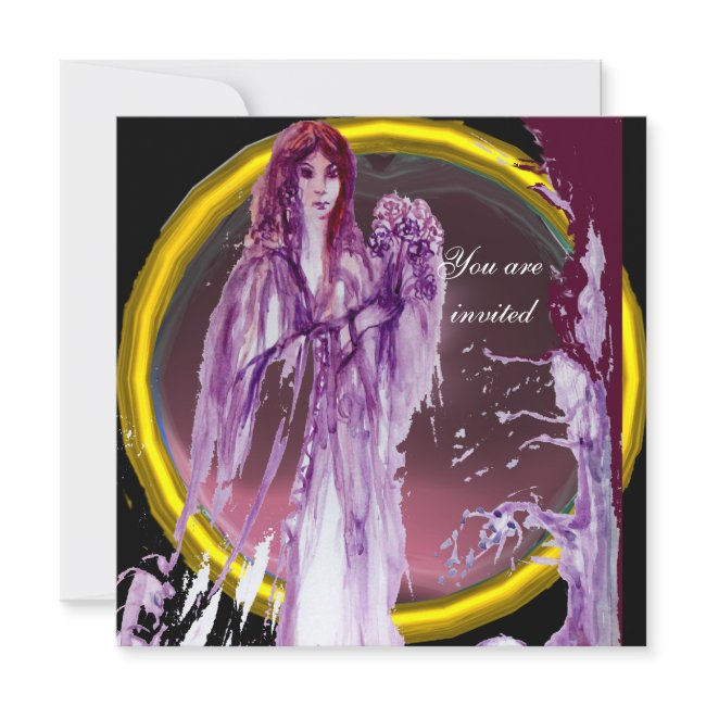 Queen Guinevere Purple Yellow White Invitation