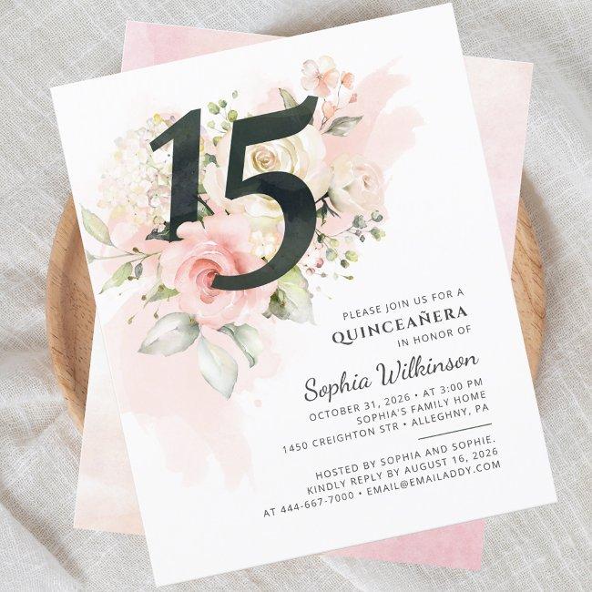 Quinceanera 15th Birthday Floral Party Invitation