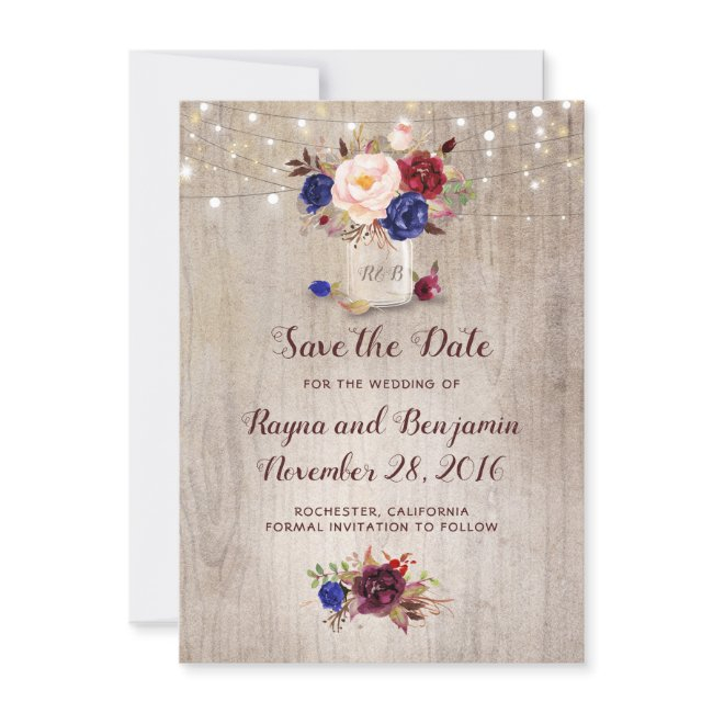 Radiant Blooms Mason Jar Rustic Save The Date