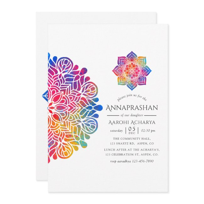 Rainbow Mandala Annaprashan First Rice Ceremony Invitation