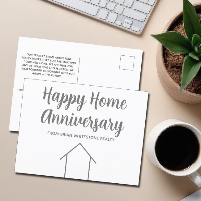 Real Estate Happy Home Anniversary Chic Custom Postinvitations
