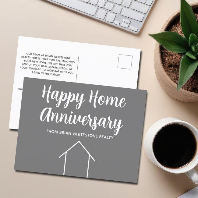 Real Estate Happy Home Anniversary Custom Grey Postinvitations
