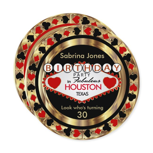 Red 00th Birthday Party - Diy City & State Invitation