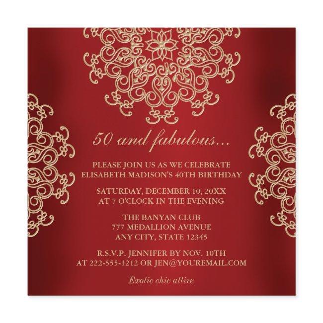 Red And Gold Indian Inspired Birthday Invitation