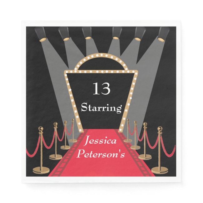 Red Carpet Movie Premiere Glamorous Birthday Party Napkins