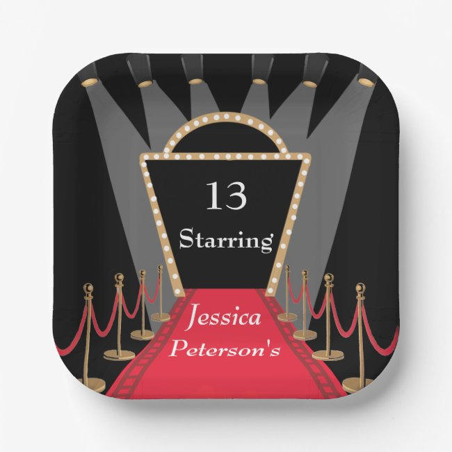 Red Carpet Movie Premiere Glamorous Birthday Party Paper Plates
