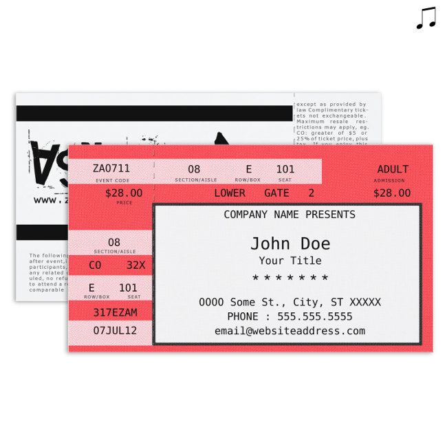 Red Concert Ticket