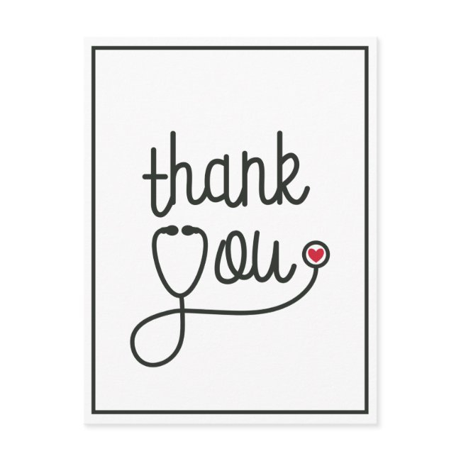 Red Heart Stethoscope Nurse Thank You Postinvitations