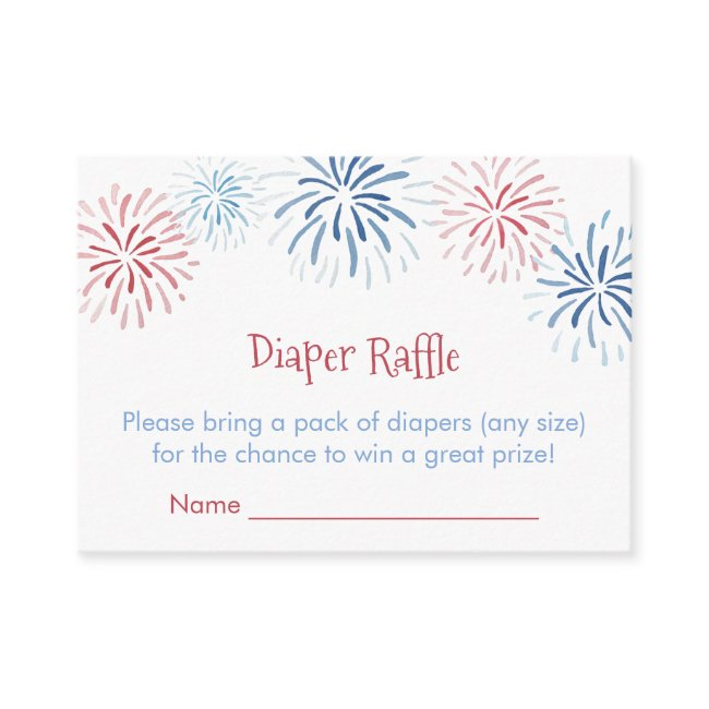 Red White Blue Fireworks Diaper Raffle Baby Shower Enclosure Invitations