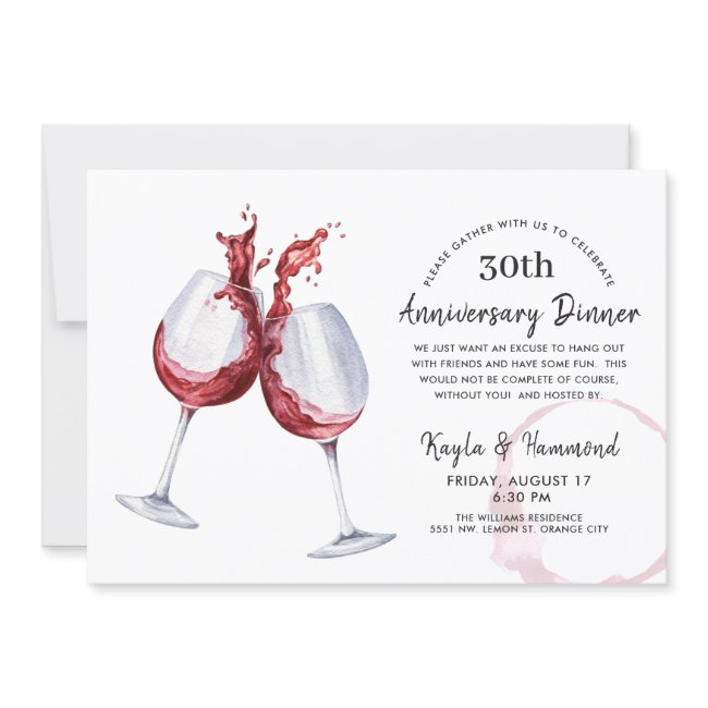 Red Wine Occasion Anniversary Dinner Invitation